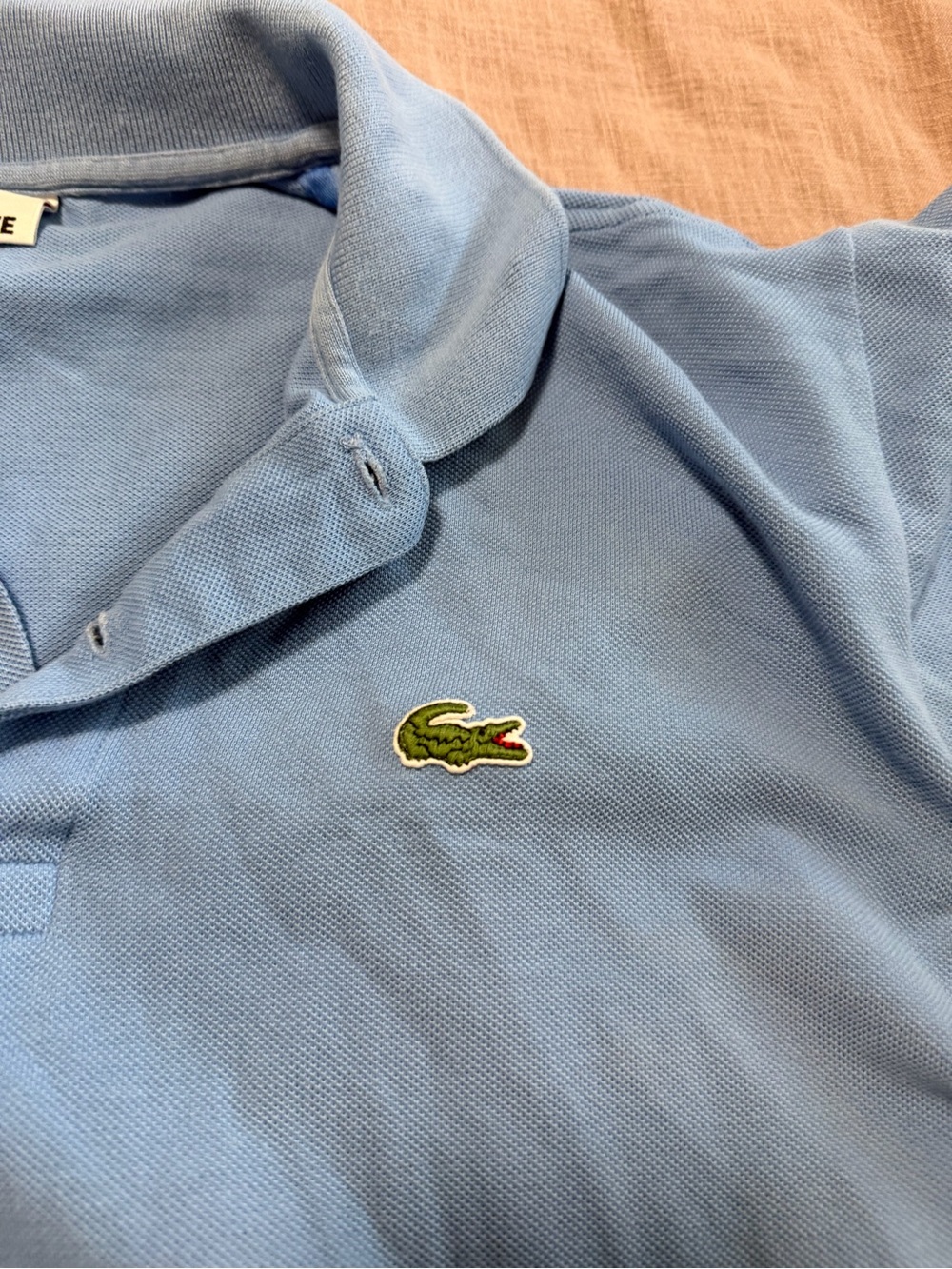 Lacoste Sky Blue Cotton Pique Polo Crocodile Logo Size Large Classic Preppy - Picture 3 of 6